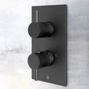 JTP VOS Matt Black Single Outlet Thermostatic Shower Valve with Designer Handle