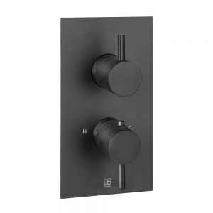 JTP VOS Matt Black Two Outlet Thermostatic Shower Valve with Designer Handle