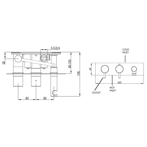 JTP Florence Chrome Two Outlet Thermostatic Shower Valve with Handset Kit with Designer Handles #2