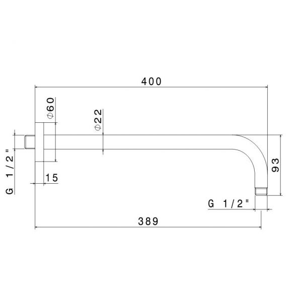 Vema Brass 400mm Round Wall Shower Arm #2