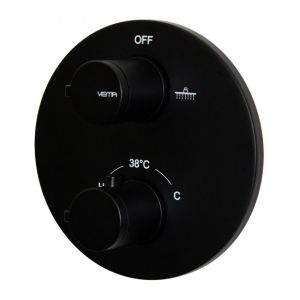 Vema Timea Round Thermostatic Two Outlet Black Shower Valve