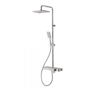 Vema White and Chrome Shower Column with Integrated Shelf