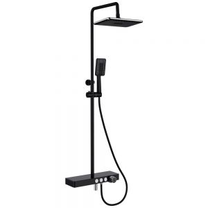 Vema Black Shower Column with Integrated Shelf