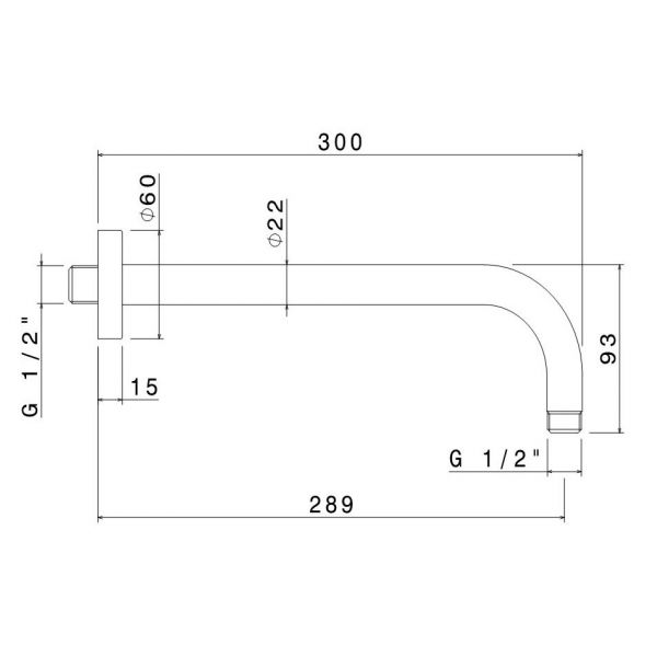 Vema Timea Black 300mm Shower Arm #2