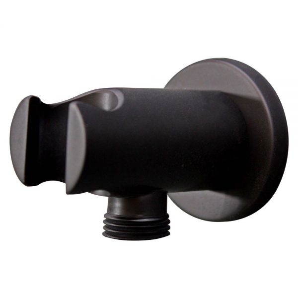 Vema Timea Black Round Shower Handset Wall Bracket with Wall Outlet