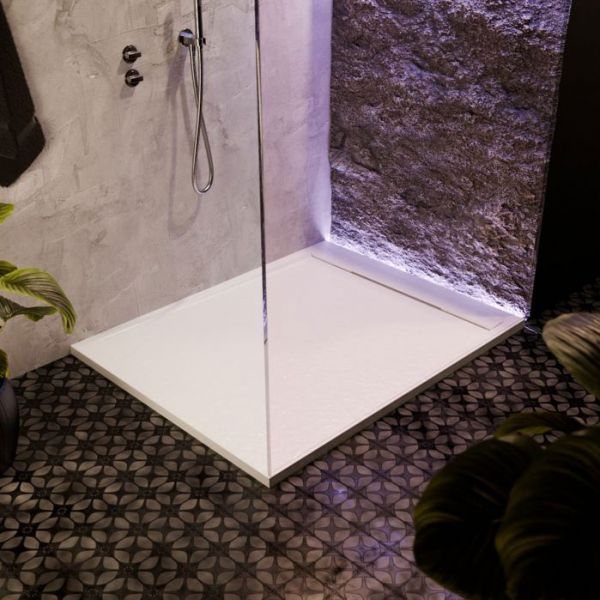 Moods White Slate Effect Shower Tray with Linear Waste 1600 x 800mm #3