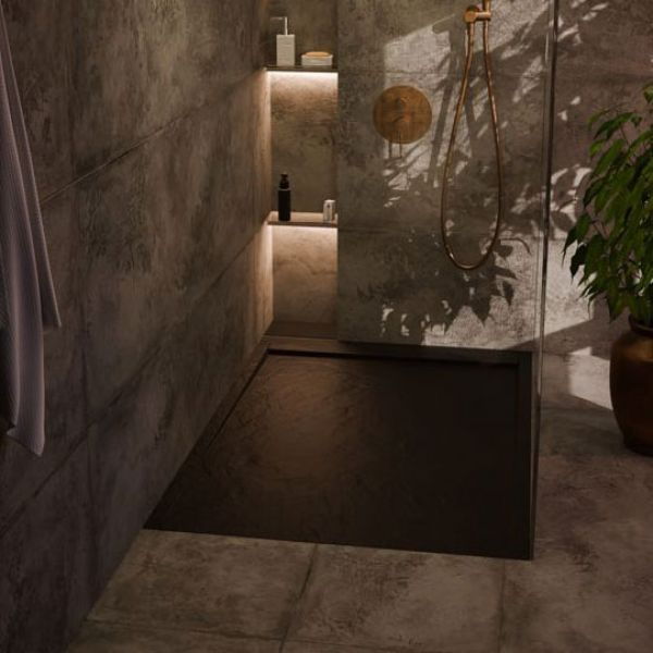 Moods Black Slate Effect Shower Tray with Linear Waste 1000 x 800mm #3