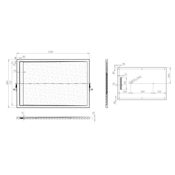 Moods White Slate Effect Shower Tray with Linear Waste 1200 x 800mm #4