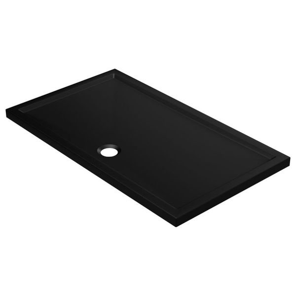 Moods 40mm Low Profile Matt Black Rectangular Shower Tray 1000 x 800mm #2