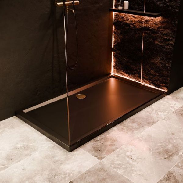 Moods 40mm Low Profile Matt Black Rectangular Shower Tray 1000 x 800mm #3
