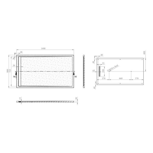 Moods White Slate Effect Shower Tray with Linear Waste 1400 x 800mm #4