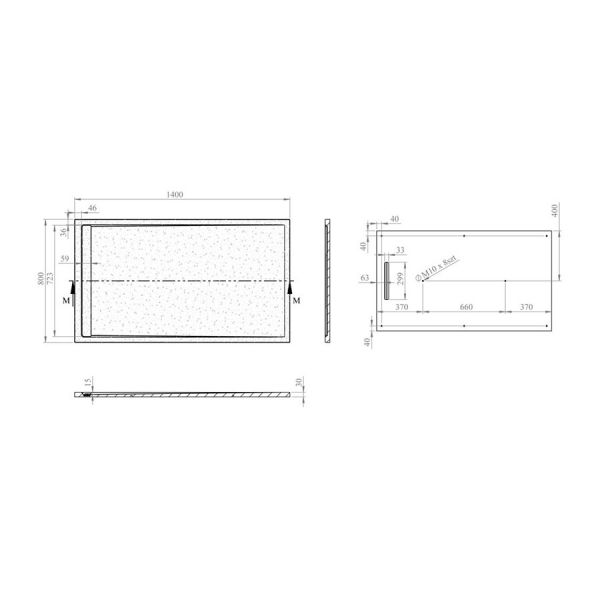 Moods Black Slate Effect Shower Tray with Linear Waste 1400 x 800mm #4