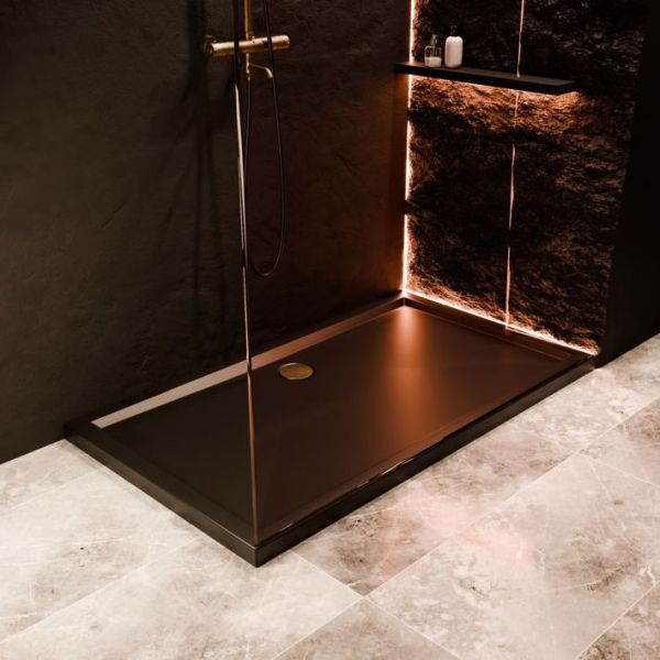 Moods 40mm Low Profile Matt Black Rectangular Shower Tray 1400 x 800mm #3