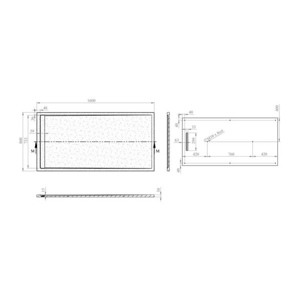 Moods Grey Slate Effect Shower Tray with Linear Waste 1600 x 800mm #4