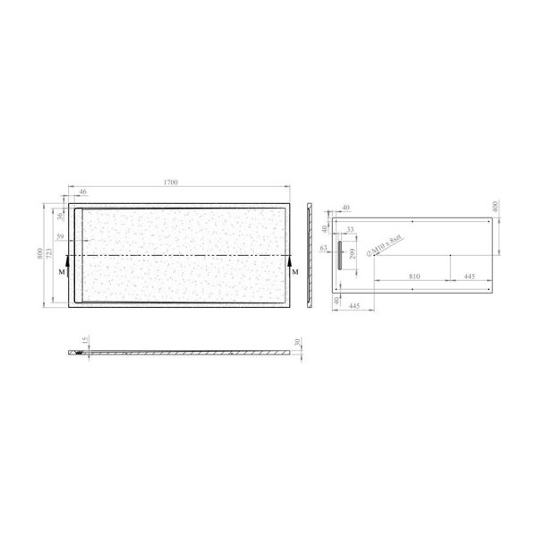 Moods Black Slate Effect Shower Tray with Linear Waste 1700 x 800mm #4