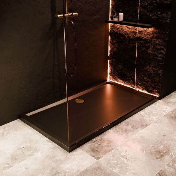 Moods 40mm Low Profile Matt Black Rectangular Shower Tray 1700 x 800mm #3
