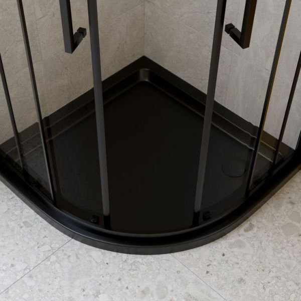 Moods 40mm Low Profile Matt Black Quadrant Shower Tray 900 x 900mm #3