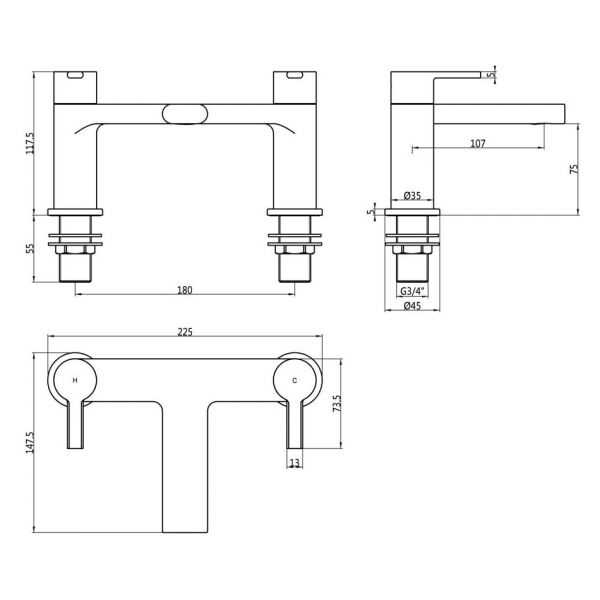 Moods Evolve Chrome Bath Filler Tap #2