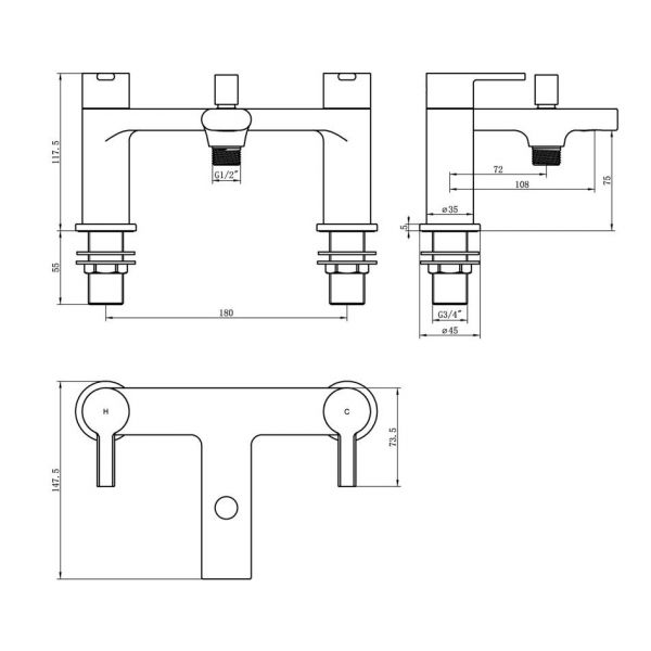Moods Evolve Black Bath Shower Mixer Tap #2