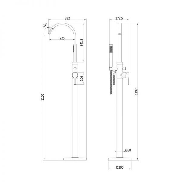 Moods Evolve Black Floor Standing Bath Shower Mixer Tap #2