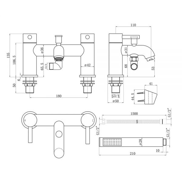 Moods Eustache Matt Black Bath Shower Mixer Tap #2