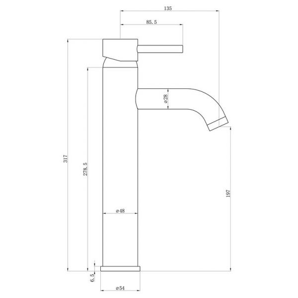 Moods Eustache Matt Black Tall Basin Mixer Tap #2