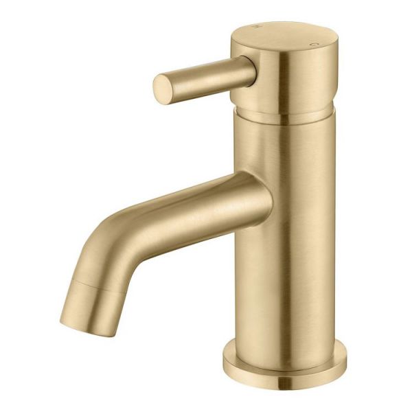Moods Eustache Brushed Brass Mini Basin Mixer Tap with Waste