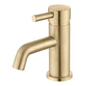 Moods Eustache Brushed Brass Mini Basin Mixer Tap with Waste