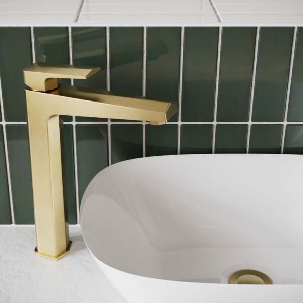 Moods Rhodes Brushed Brass Tall Basin Mixer Tap #2