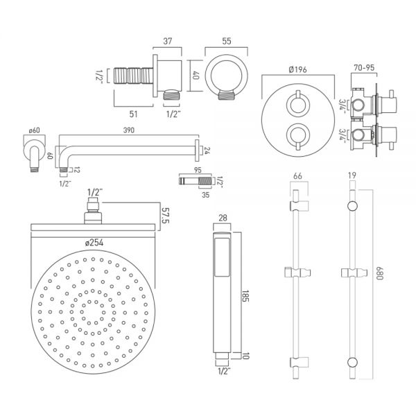 Vado Celsius 2 Outlet Shower Valve Package #2