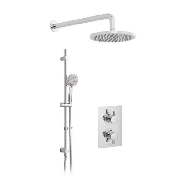 Vado Celsius Chrome 2 Outlet Thermostatic Shower Set with Riser Rail