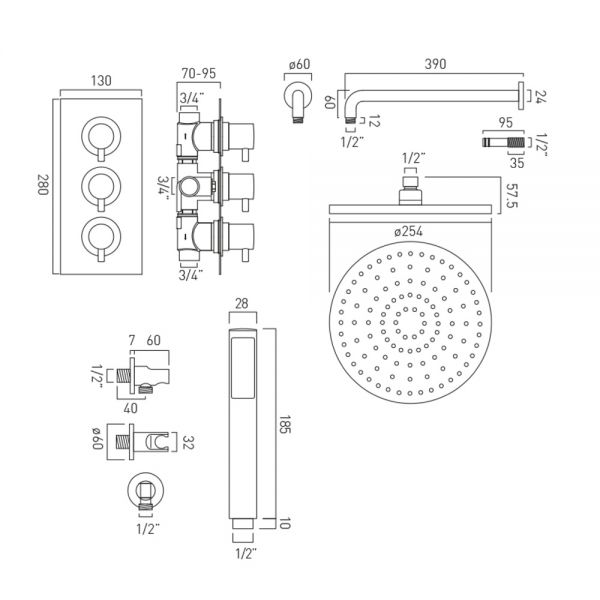 Vado 2 Outlet Thermostatic Shower Kit #4