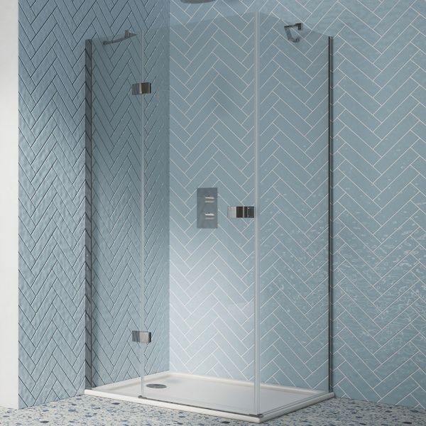 Dawn Athena Frameless Chrome 1000 Hinged Shower Door with Inline Panel