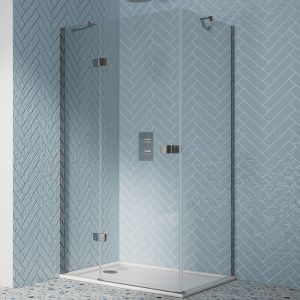 Dawn Athena Frameless Chrome 1200 Hinged Shower Door with Inline Panel