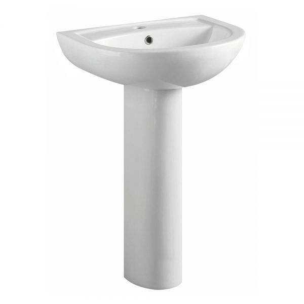 Apex Deia One Tap Hole Basin and Full Pedestal 550 x 460mm