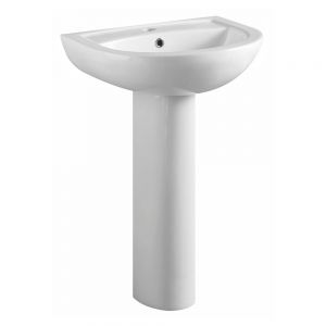 Apex Deia One Tap Hole Basin and Full Pedestal 550 x 460mm