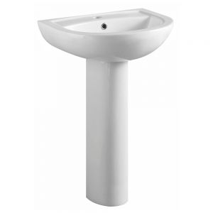 Apex Deia One Tap Hole Basin and Full Pedestal 500 x 400mm