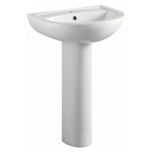 Apex Deia One Tap Hole Basin and Full Pedestal 450 x 360mm