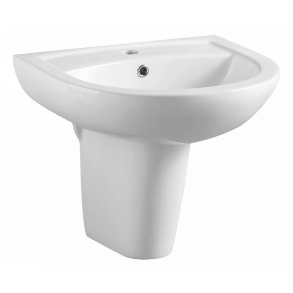 Apex Deia One Tap Hole Basin and Semi Pedestal 500 x 400mm