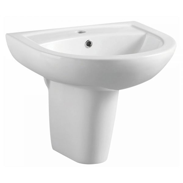 Apex Deia One Tap Hole Basin and Semi Pedestal 450 x 360mm