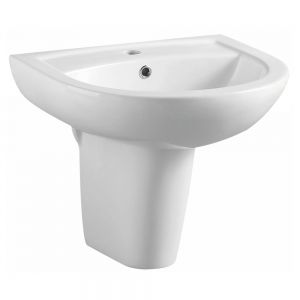 Apex Deia One Tap Hole Basin and Semi Pedestal 450 x 360mm