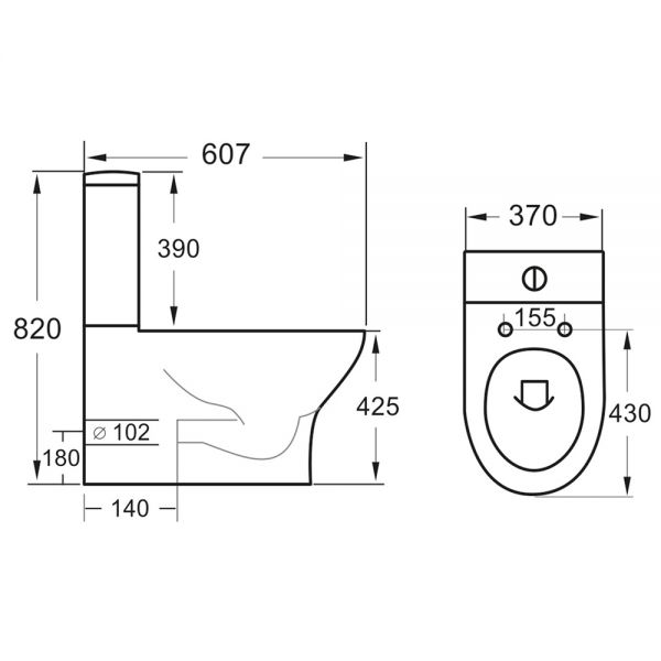 Apex Deia Rimless Closed Back Close Coupled Toilet #2