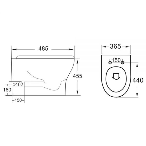Apex Deia Rimless Comfort Height Back To Wall Toilet #2