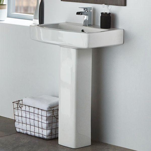 Apex Denza One Tap Hole Basin and Full Pedestal 570 x 440mm