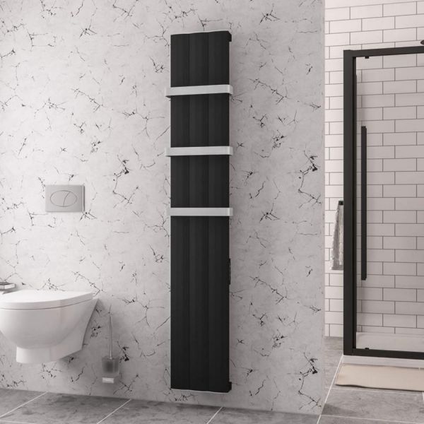 Eastbrook Derwent Dry Element 1800 x 304 Matt Black Aluminium Electric Radiator #3