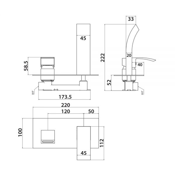 Apex Descent Black Wall Mounted Basin Mixer Tap #2