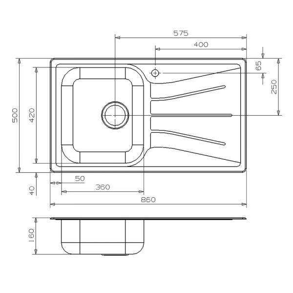 Reginox Diplomat Single Bowl Stainless Steel Kitchen Sink 860 x 500mm #2