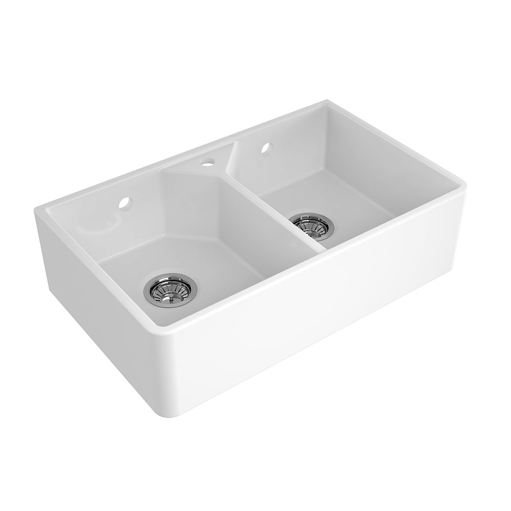Reginox Dublin II Undermount Double Bowl Ceramic Kitchen Sink 795 x