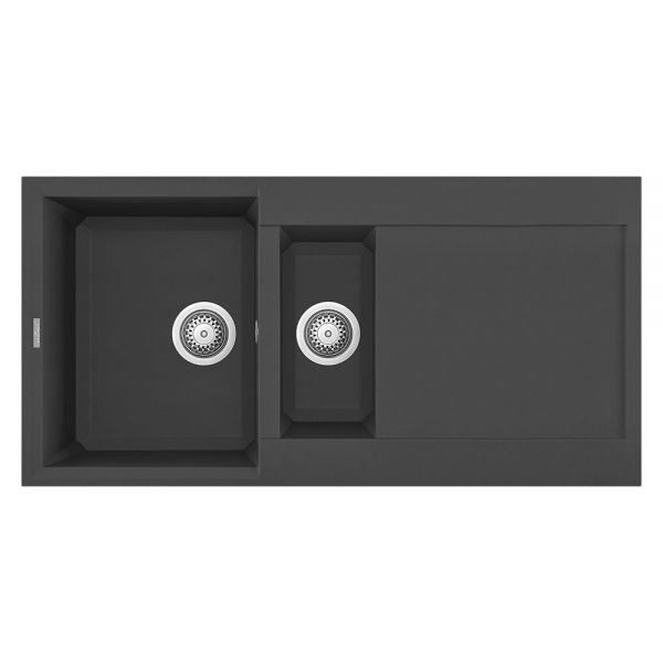 Reginox Easy Black 1.5 Bowl Granite Kitchen Sink 1000 x 500mm