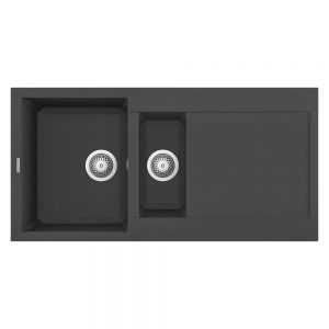 Reginox Easy Black 1.5 Bowl Granite Kitchen Sink 1000 x 500mm